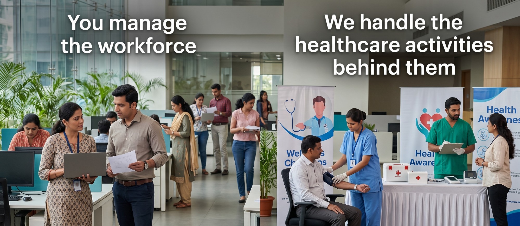 You manage the workforce. We handle the healthcare activities behind them2